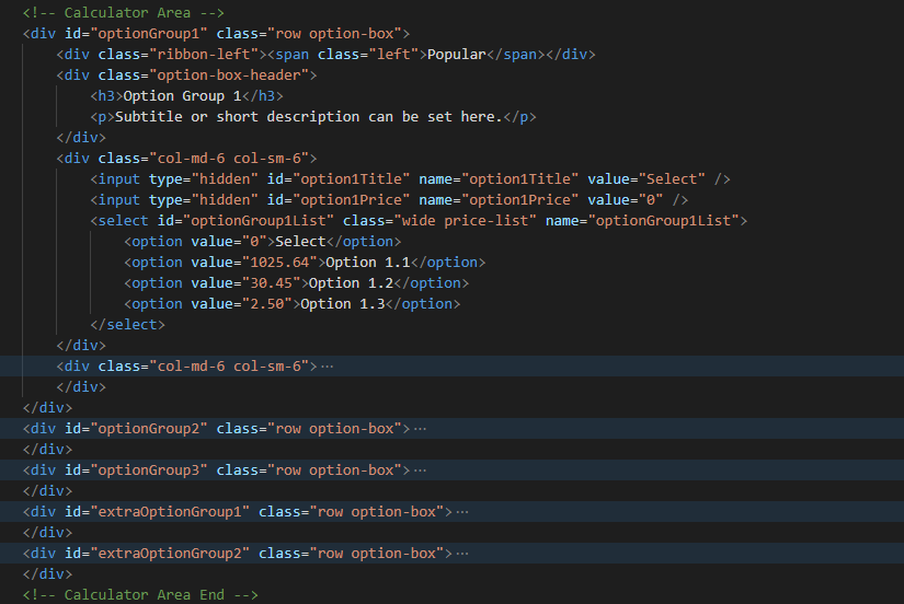 HTML structure setup