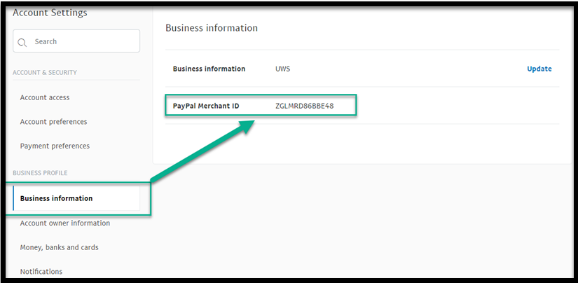 PayPal Business Id
