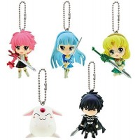 01-90728  Bandai Magic Knight Rayearth Figure Mascot Swing Keychain 300y - Set of 5