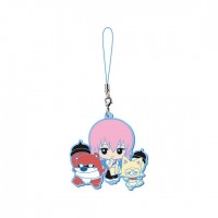 01-37757 Shaman King Capsule Rubber Mascot Strap Part 3 300y - Tamamura Tamao & Ponchi & Conchi