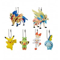 02-41769 Pokemon Sword and Shield Mini Figure Mascot Swing Key chain  300y - Set of 6