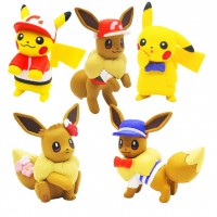 02-87249 Pokemon Let's Go  Pikachu and Eevee Adventure Mini Figure Collection 300y - Set of 5