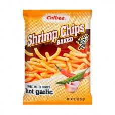 0X-00533 Calbee Shrimp Chips Baked  Wheat Puffed Snack  Hot Garlic  3.3 Oz  (94 g)