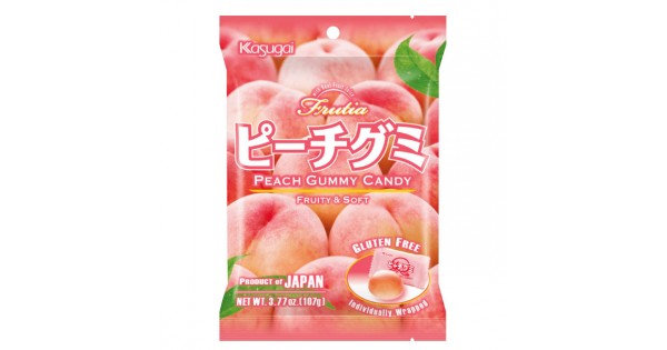 Kasugai Fruitia Peach Gummy Candy 3.77 Oz (107 g)