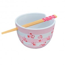 91559 Sanrio Hello Kitty Ramen Bowl with Chopstick - Strawberry Milk