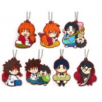 01-71553 Rurouni Kenshin -Meiji Swordsman Romantic Story Rubber Mascot 300y - SET of 7