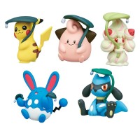 02-88459 Pocket Monsters Pokémon Minna de Amayadori Mascot Mini Figure Collection 300y - Set of 5
