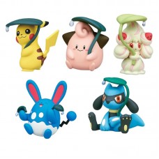 02-88459 Pocket Monsters Pokémon Minna de Amayadori Mascot Mini Figure Collection 300y - Set of 5