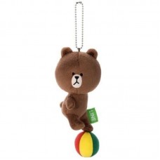 SR-29949 LINE CHARACTER Mini Plush Mascot Strap - Brown