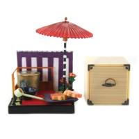 SR-64180 Wa no Takumi Tea Room Mini Furniture Trading Figure - Outdoor Backdrop - Orange Stars (2" Scene)