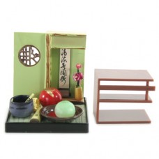 SR-64180 Wa no Takumi Tea Room Mini Furniture Trading Figure - Indoor Backdrop - Red Orb (2" Scene)
