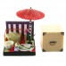 SR-64180 Wa no Takumi Tea Room Mini Furniture Trading Figure - Outdoor Backdrop - Picnick Basket (2" Scene)