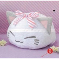 AMU-PRZ11528 Nemu Neko Sleepy Cat Tricolor Ribbon BIG Plush - WHITE