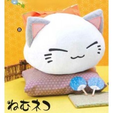 AMU-PRZ8270b Nemu Neko Big Plush - White/Blue Yellow Ribbon